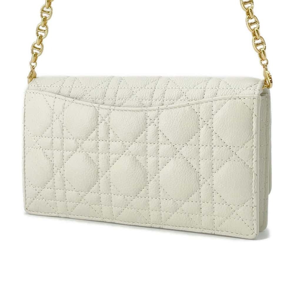 Dior Wallet Chain White Christian Cannage Caro Bag White